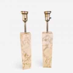 Fine Custom Pair of T H Robsjohn Gibbings Marble Column Form Table Lamps - 1298404