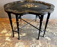 Fine English 19th Century Floral Tole Tray on Regency Style Stand - 1400457