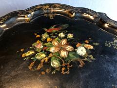 Fine English 19th Century Floral Tole Tray on Regency Style Stand - 1400478