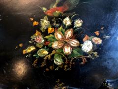 Fine English 19th Century Floral Tole Tray on Regency Style Stand - 1400479