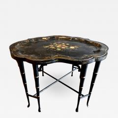 Fine English 19th Century Floral Tole Tray on Regency Style Stand - 1407284