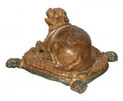 Fine European Carved and Painted Dog Lying on a Pillow - 4136941