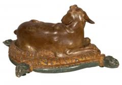 Fine European Carved and Painted Dog Lying on a Pillow - 4137008