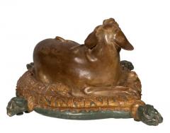 Fine European Carved and Painted Dog Lying on a Pillow - 4137018
