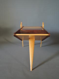 Fine French 1950s Rosewood and Sycamore Side Table Magazine Rack - 1377575