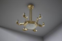 Fine French 1960s Brass and Glass Chandelier - 395540