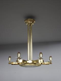 Fine French 1960s Brass and Glass Chandelier - 395542
