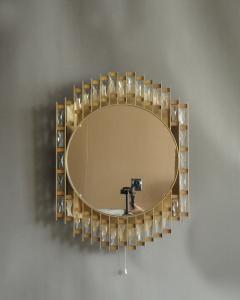 Fine French 1970s Metal and Glass Illuminated Mirror - 4409350