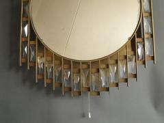 Fine French 1970s Metal and Glass Illuminated Mirror - 4409352