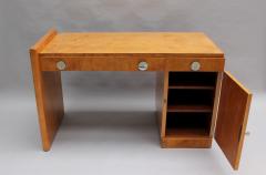 Fine French Art Deco Birch Desk with Chrome Details - 603927