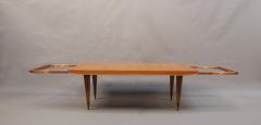 Fine French Art Deco Expandable Oak Table with Brass Ribbed Conical Legs - 415268