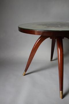 Fine French Art Deco Mahogany Gueridon with an glomis Glass Top - 621220