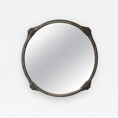 Fine French Art Deco Silver Plated Bronze Framed Round Mirror - 432214