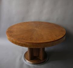 Fine French Art Deco Walnut Round Dining Table - 416875