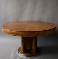 Fine French Art Deco Walnut Round Dining Table - 416876