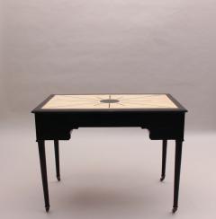 Fine French Blackened Wood Desk with an Off White Lacquered Top with Inlays - 3494908