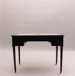 Fine French Blackened Wood Desk with an Off White Lacquered Top with Inlays - 3494913