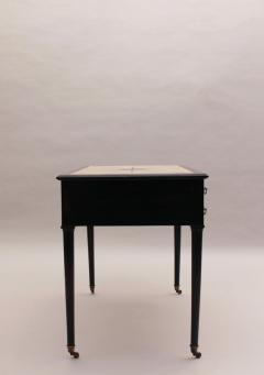 Fine French Blackened Wood Desk with an Off White Lacquered Top with Inlays - 3494990