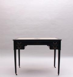 Fine French Blackened Wood Desk with an Off White Lacquered Top with Inlays - 3495010