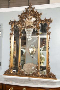 Fine French Carved Four Section Carved Rococo Over the Mantle Or Wall Mirror - 2938978