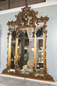 Fine French Carved Four Section Carved Rococo Over the Mantle Or Wall Mirror - 2938982
