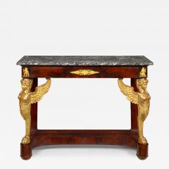 Fine French Empire Mahogany Gilt Figural Sphinx Pier Console Table c 1815 - 4484739