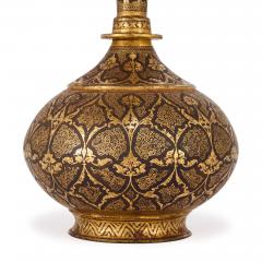 Fine Indian Gold Damascened Koftgari Steel Bottle and Stopper - 4756386