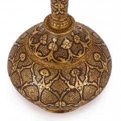 Fine Indian Gold Damascened Koftgari Steel Bottle and Stopper - 4756387