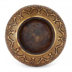 Fine Indian Gold Damascened Koftgari Steel Bottle and Stopper - 4756389