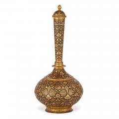 Fine Indian Gold Damascened Koftgari Steel Bottle and Stopper - 4758357