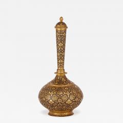 Fine Indian Gold Damascened Koftgari Steel Bottle and Stopper - 4758370