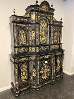 Fine Italian Baroque Ebonized Wood Faux Ivory and Hardstone Cabinet 2 of 2  - 1166229