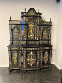 Fine Italian Baroque Ebonized Wood Faux Ivory and Hardstone Cabinet 2 of 2  - 1166230