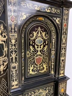 Fine Italian Baroque Ebonized Wood Faux Ivory and Hardstone Cabinet 2 of 2  - 1166231