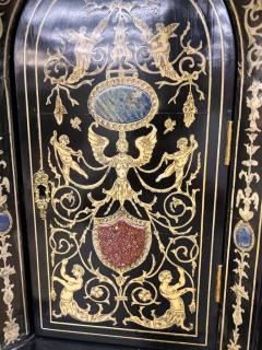 Fine Italian Baroque Ebonized Wood Faux Ivory and Hardstone Cabinet 2 of 2  - 1166234