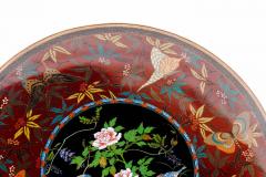 Fine Japanese Cloisonn Enamel Charger Peonies Birds Butterflies Goto Seizabur  - 4556416