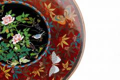 Fine Japanese Cloisonn Enamel Charger Peonies Birds Butterflies Goto Seizabur  - 4556421