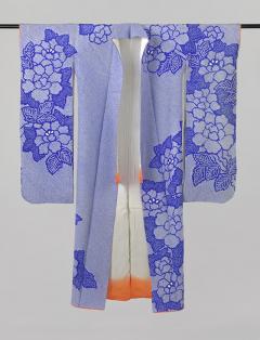 Fine Japanese Couture Shibori Silk Furisode Kimono with Under Garment - 3080987