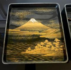 Fine Japanese Lacquer Fujiyama Makie Suzuribako with Complete Writing Implements - 3035965