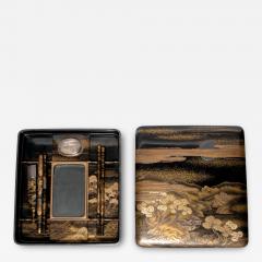 Fine Japanese Lacquer Fujiyama Makie Suzuribako with Complete Writing Implements - 3037979