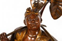 Fine Japanese Meiji Period Bronze Sculpture Okimono of Fire Watchman - 4550340