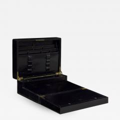 Fine Leather Bound Stationary Box w Bramah Lock England c 1872 - 725535