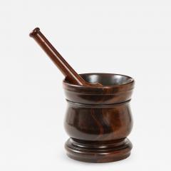 Fine Lignum Vitae Mortar by F West with a Companion Pestle 17th century - 1807055