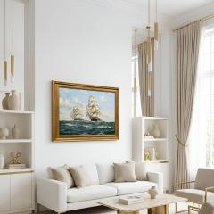 Fine Maritime Seascape Painting of American Clipper Ships by Henry Scott - 4483976