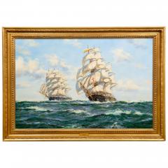 Fine Maritime Seascape Painting of American Clipper Ships by Henry Scott - 4483978