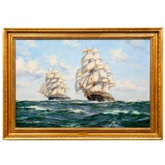 Fine Maritime Seascape Painting of American Clipper Ships by Henry Scott - 4736188