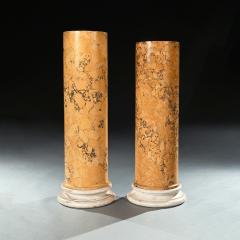 Fine Matched Pair of 19th Century Italian Scagliola Siena Marble Columns - 3947031