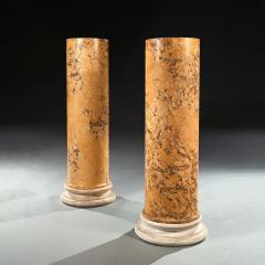 Fine Matched Pair of 19th Century Italian Scagliola Siena Marble Columns - 3947034