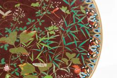 Fine Meiji Cloisonn Enamel Charger Bamboo and Insects Attributed Goto - 4556435