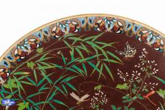 Fine Meiji Cloisonn Enamel Charger Bamboo and Insects Attributed Goto - 4556436